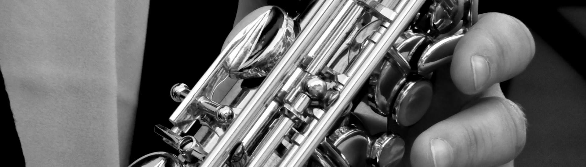 Close up view of silver musical instrument